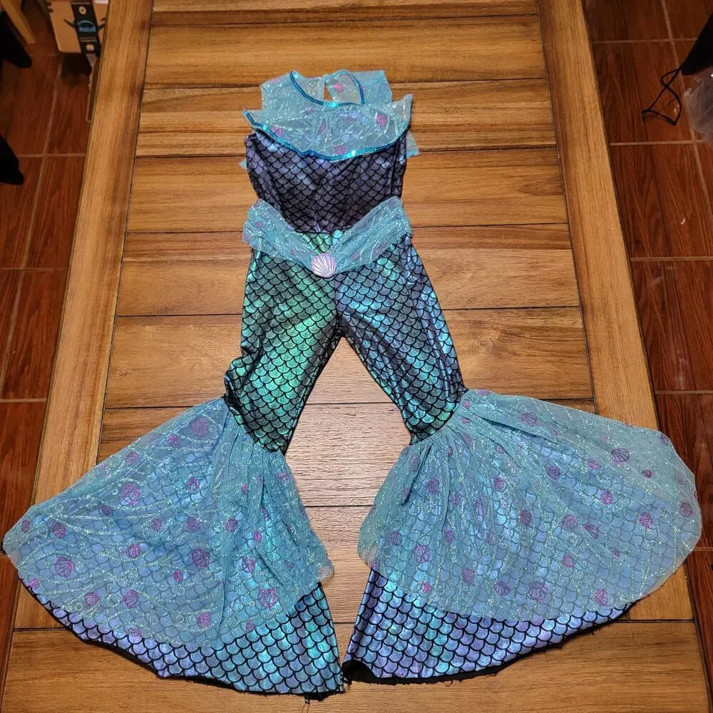 Spirit Halloween Girls Blue Mermaid Jumpsuit - Size Small - Picture 2 of 9
